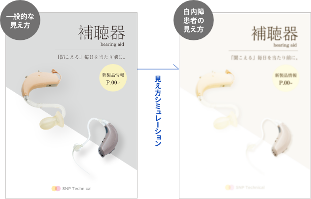 補聴器パンフレット メディア・ユニバーサルデザイン適用前イメージ